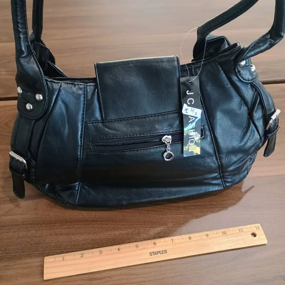 Elegant Black Vegan Leather Handbag - Picture 2 of 3